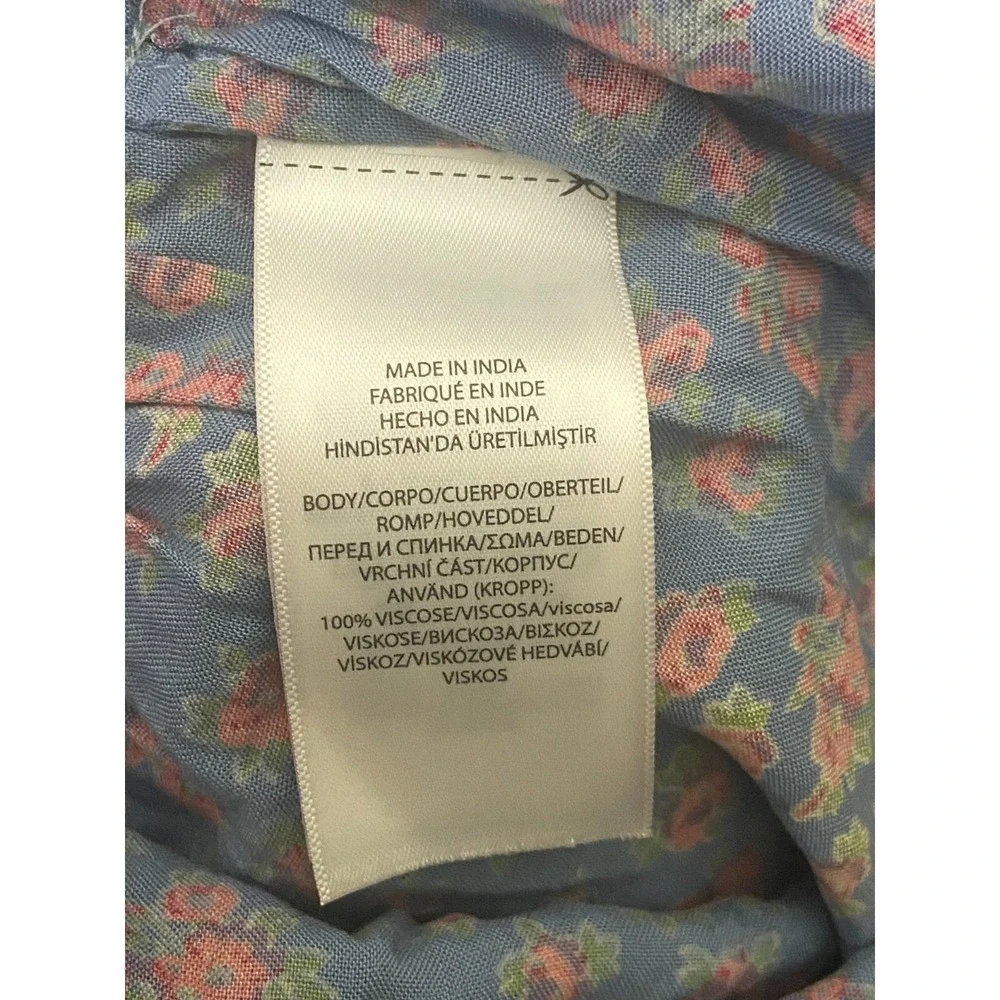 Polo Ralph Lauren Girl Dress 16 Button Front Blue Pink Flowers S/S Pockets NWT‎